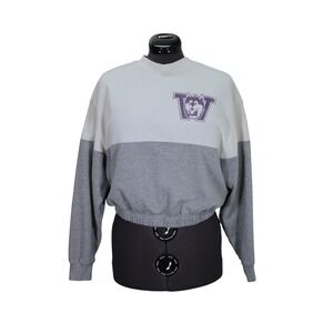 47 Brand Washington Huskies Crop Crewneck Sweatshirt Women's Medium Terry Knit